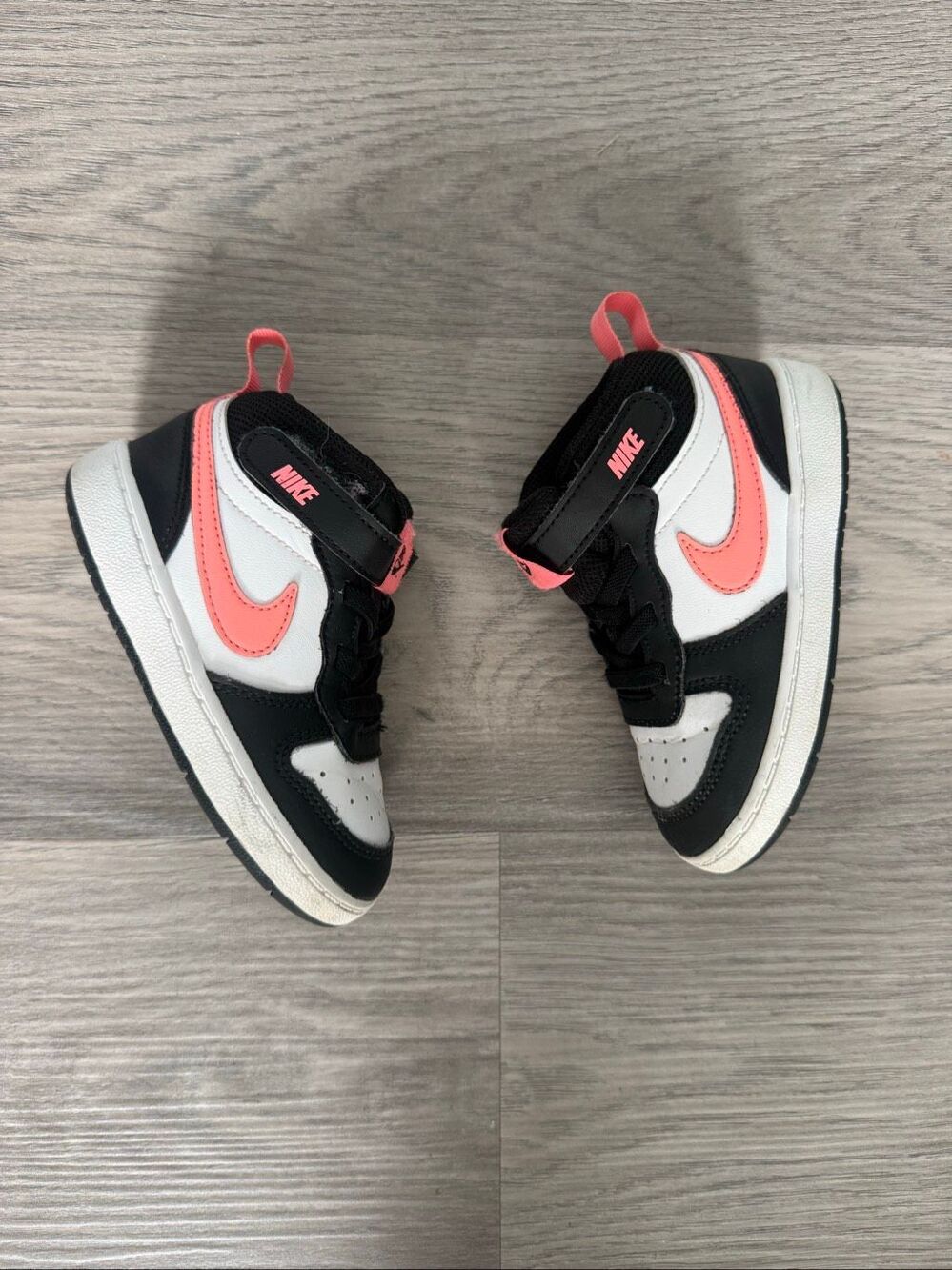 Nike Girls' 8 Toddler Court Borough Mid 2 Sneakers - Pink, Black & White